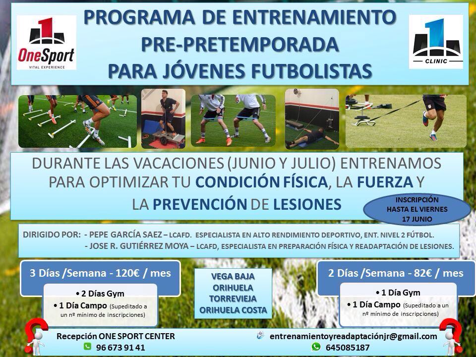 Programa pre-pretemporada para jóvenes futbolistas en One Sport.
